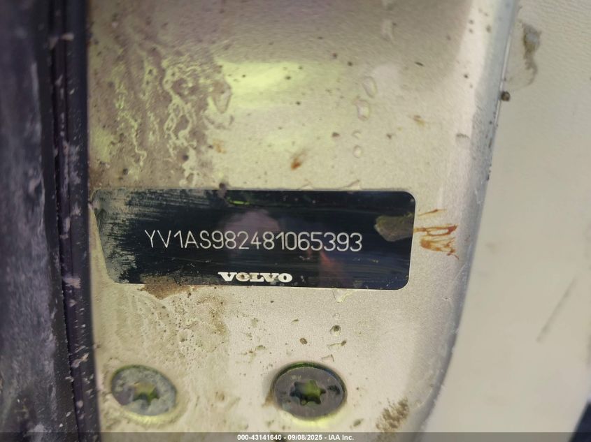 2008 Volvo S80 3.2 VIN: YV1AS982481065393 Lot: 43141640