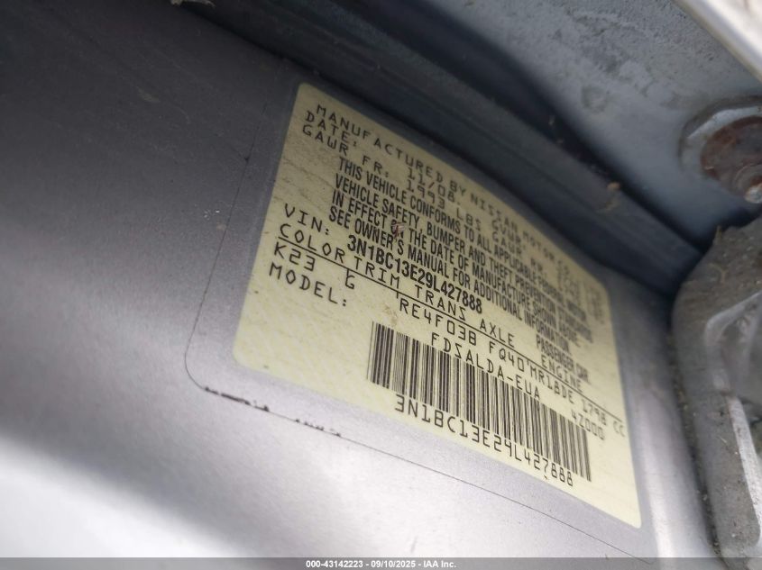 2009 Nissan Versa 1.8S VIN: 3N1BC13E29L427888 Lot: 43142223