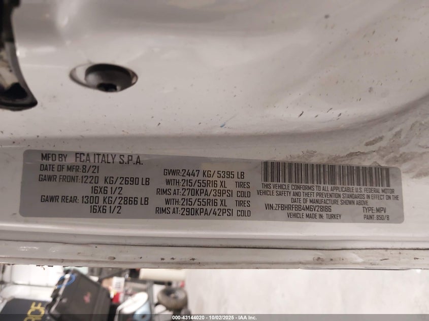 2021 RAM PROMASTER CITY TRADESMAN SLT - ZFBHRFBB4M6V28186