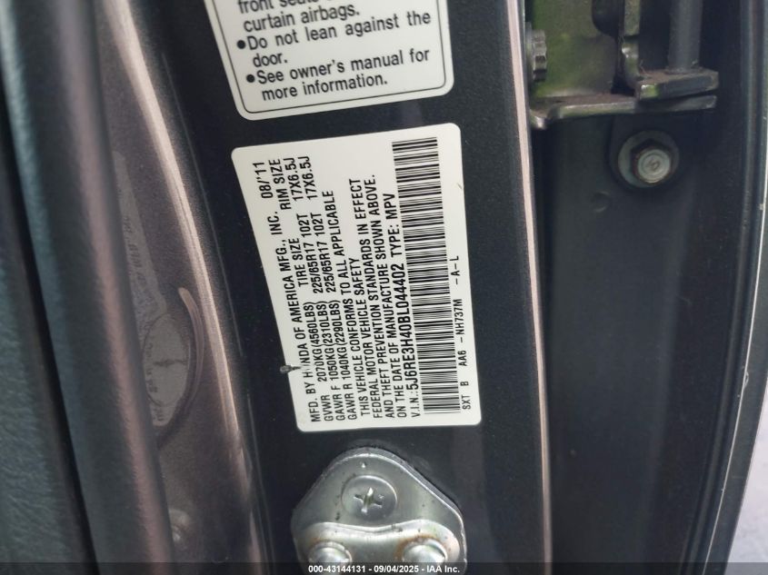 2011 Honda Cr-V Se VIN: 5J6RE3H40BL044402 Lot: 43144131