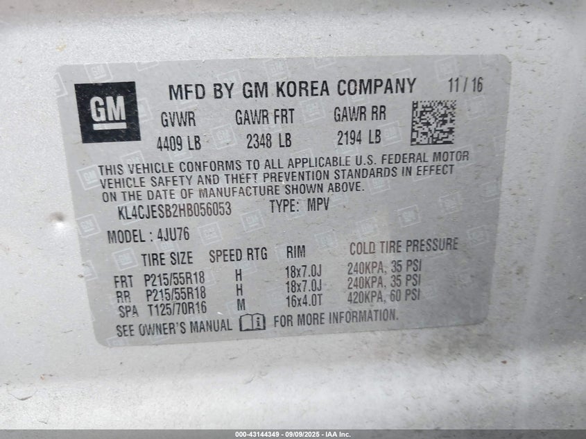 2017 BUICK ENCORE PREFERRED - KL4CJESB2HB056053