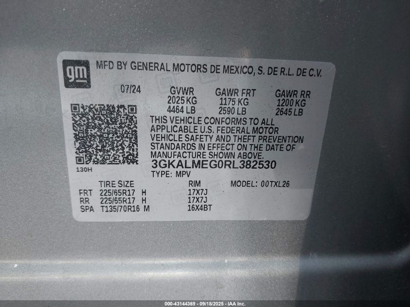 2024 GMC Terrain Fwd Sle VIN: 3GKALMEG0RL382530 Lot: 43144369