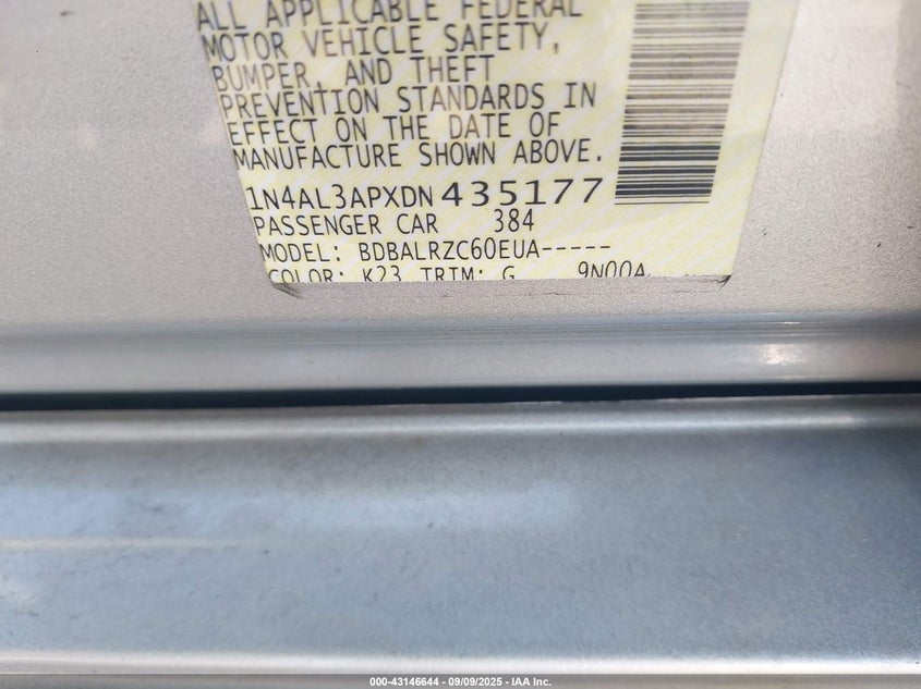 2013 NISSAN ALTIMA 2.5/S/SV/SL 1N4AL3APXDN435177