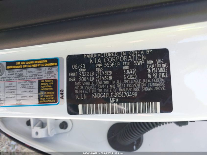 2024 Kia Ev6 Gt-Line VIN: KNDC4DLC0R5170499 Lot: 43146891