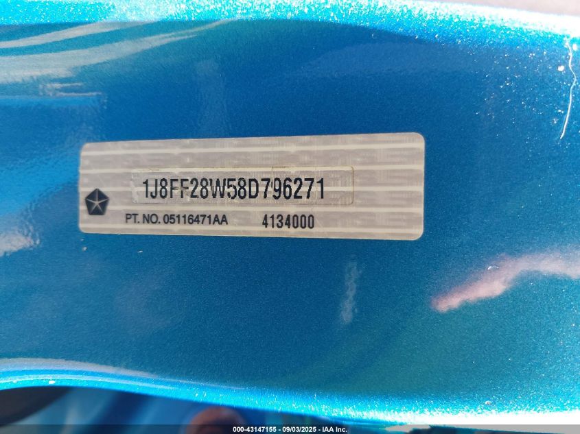2008 Jeep Patriot Sport VIN: 1J8FF28W58D796271 Lot: 43147155