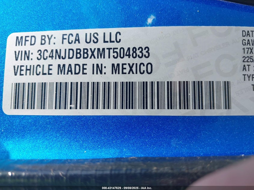 3C4NJDBBXMT504833 2021 Jeep Compass 2.4 Latitude 4x4 Other