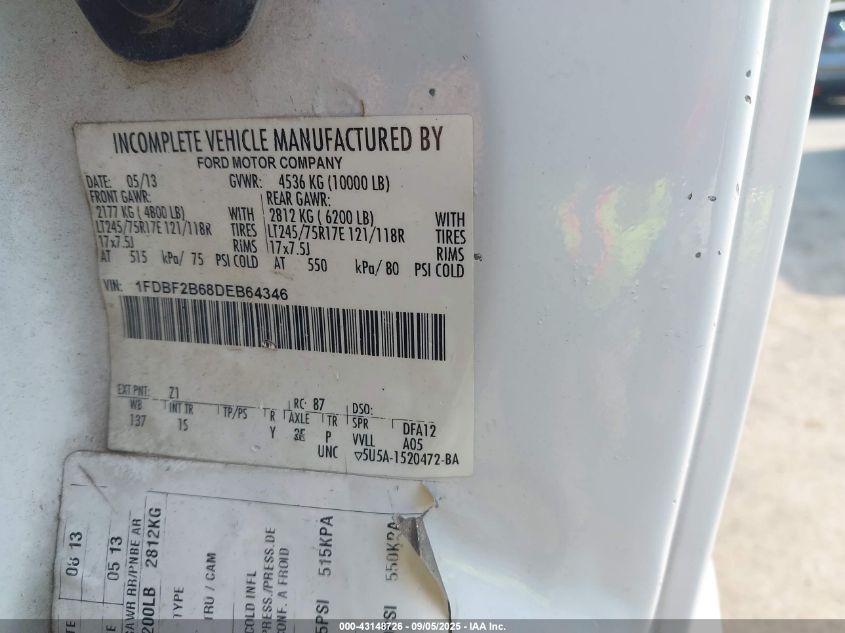 2013 Ford F-250 Xl VIN: 1FDBF2B68DEB64346 Lot: 43148726