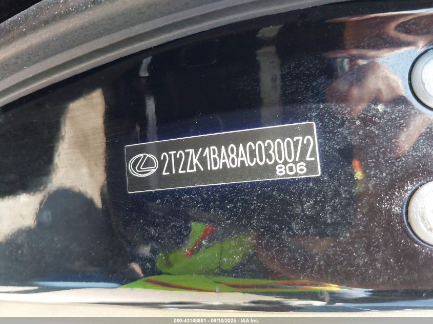 2010 Lexus Rx 350 VIN: 2T2ZK1BA8AC030072 Lot: 43148801