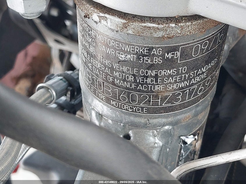 2017 BMW F700 GS WB10B1602HZ317693