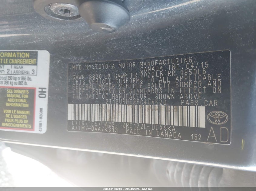 2015 TOYOTA COROLLA S PREMIUM - 2T1BURHEXFC404620