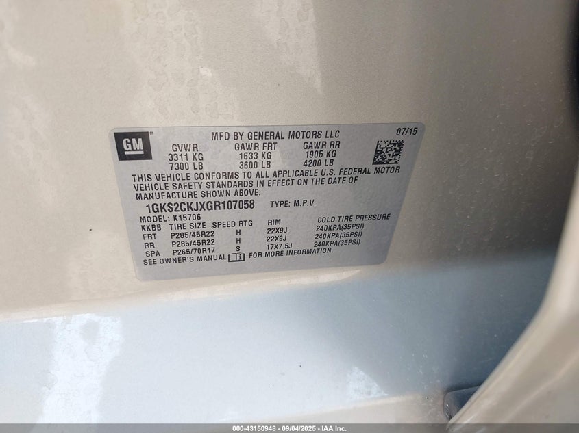 2016 GMC YUKON DENALI - 1GKS2CKJXGR107058