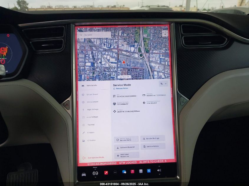 2016 Tesla Model X 60D/70D/75D/90D VIN: 5YJXCAE26GF006550 Lot: 43151804