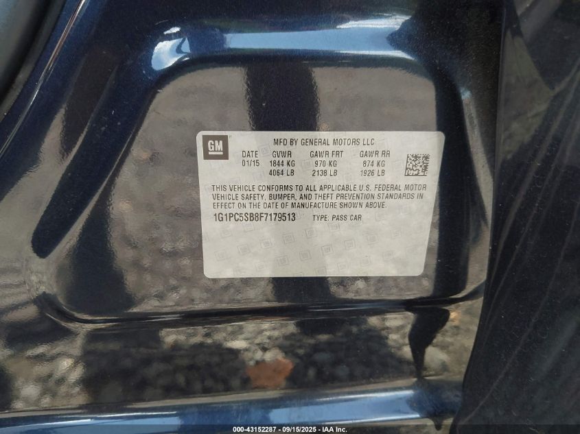 2015 Chevrolet Cruze 1Lt Auto VIN: 1G1PC5SB8F7179513 Lot: 43152287