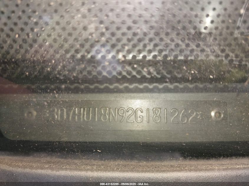 2002 Dodge Ram 1500 St VIN: 3D7HU18N92G181262 Lot: 43152289