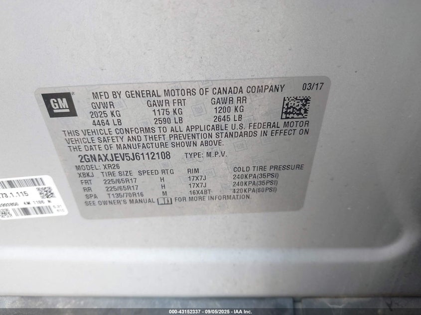 2018 CHEVROLET EQUINOX LT - 2GNAXJEV5J6112108