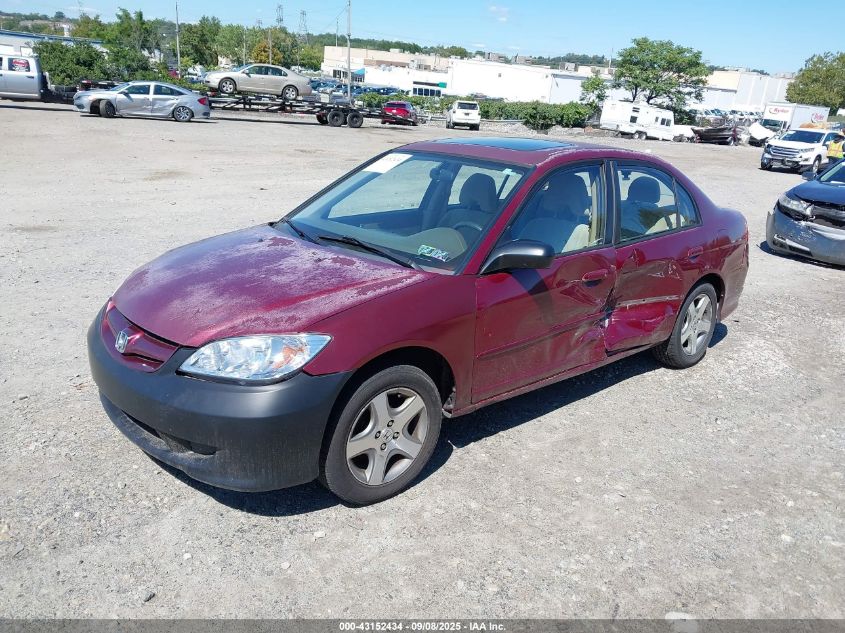 2004 Honda Civic Ex brown sedan gasoline 2HGES25774H596485 photo #3