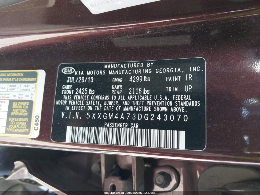 2013 KIA OPTIMA LX - 5XXGM4A73DG293070