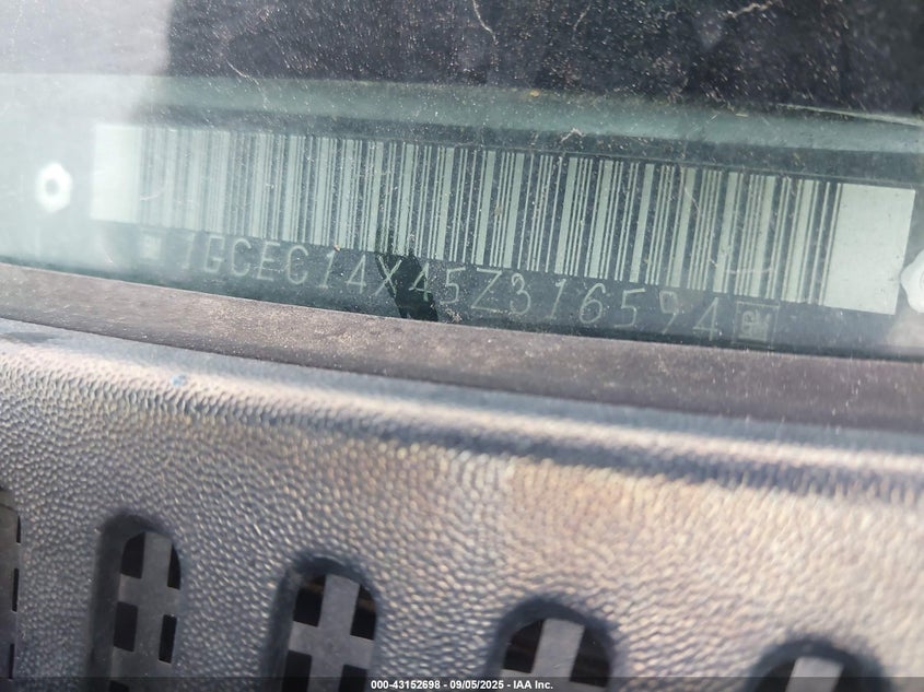 2005 Chevrolet Silverado 1500 Work Truck VIN: 1GCEC14X45Z316594 Lot: 43152698