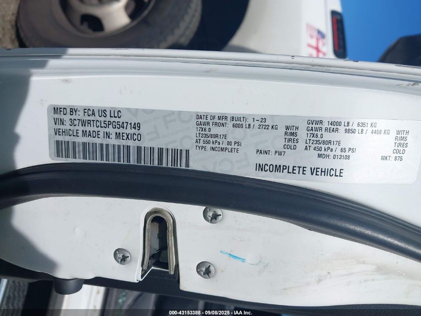 2023 Ram 3500 Chassis Tradesman/Slt/Laramie/Limited VIN: 3C7WRTCL5PG547149 Lot: 43153388