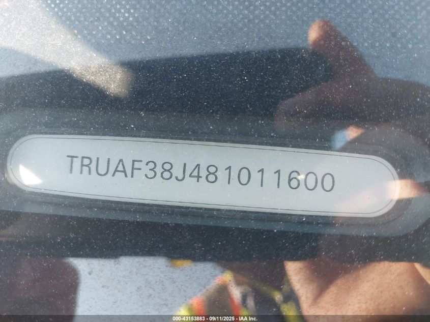 2008 Audi Tt 2.0T VIN: TRUAF38J481011600 Lot: 43153883