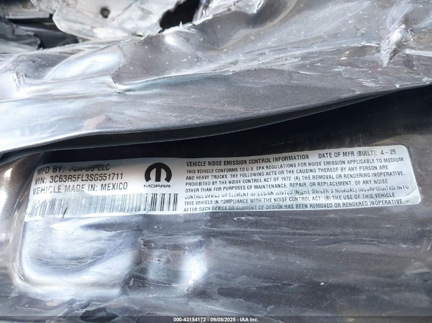 2025 Ram 2500 Laramie 4X4 6'4 Box VIN: 3C63R5FL3SG551711 Lot: 43154172