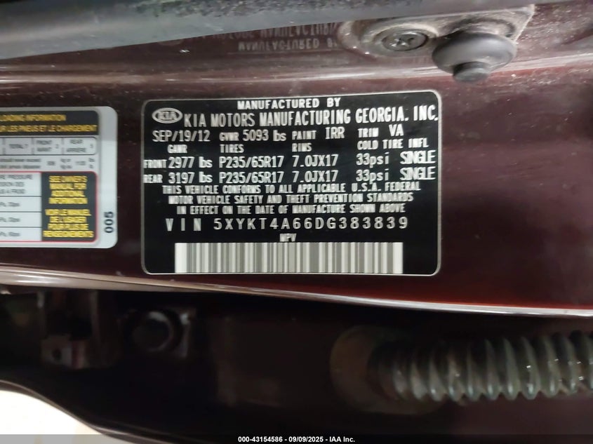 2013 KIA SORENTO LX - 5XYKT4A66DG383839