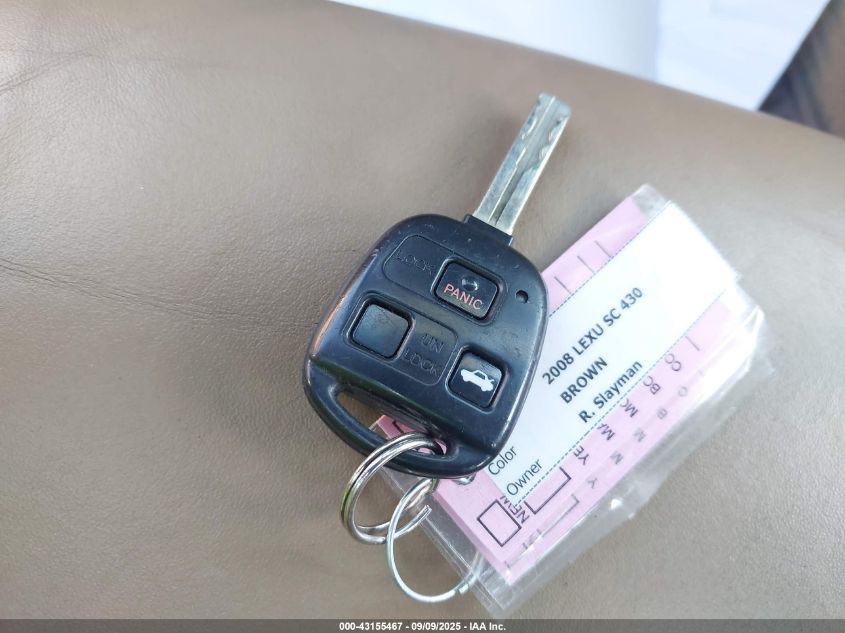 2008 Lexus Sc 430 VIN: JTHFN45Y189016408 Lot: 43155467