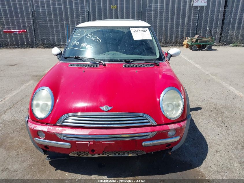 2003 Mini Cooper VIN: WMWRC33423TE15239 Lot: 43155867