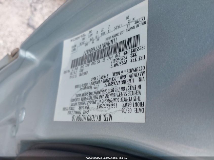 2007 Lincoln Town Car Signature VIN: 1LNHM81V77Y604877 Lot: 43156349