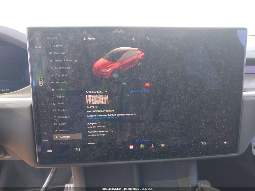 2023 Tesla Model X Plaid Tri Motor All-Wheel Drive VIN: 7SAXCBE64PF380036 Lot: 43156441