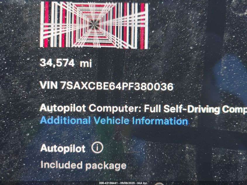 2023 Tesla Model X Plaid Tri Motor All-Wheel Drive VIN: 7SAXCBE64PF380036 Lot: 43156441