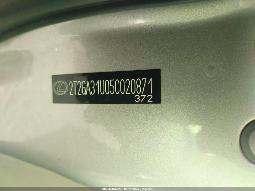 2005 Lexus Rx 330 VIN: 2T2GA31U05C020871 Lot: 43156523