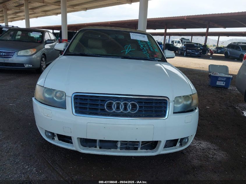 2006 Audi A4 1.8T VIN: WAUAC48H26K002484 Lot: 43156848