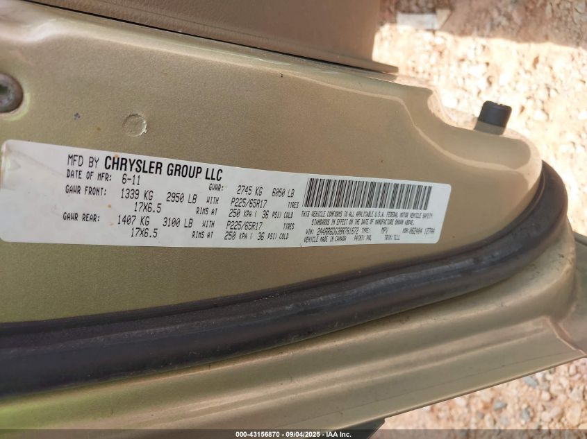 2011 Chrysler Town & Country Limited VIN: 2A4RR6DG3BR781672 Lot: 43156870