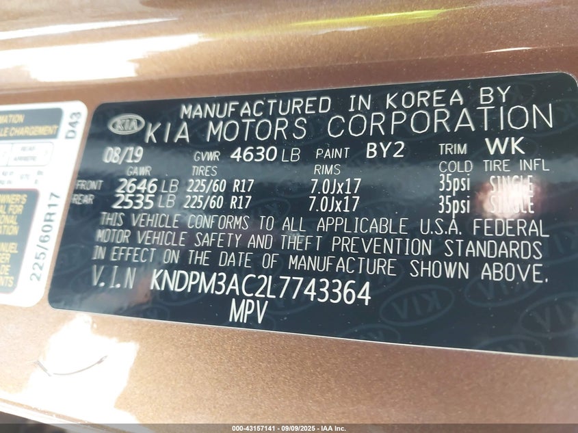 2020 KIA SPORTAGE LX KNDPM3AC2L7743364