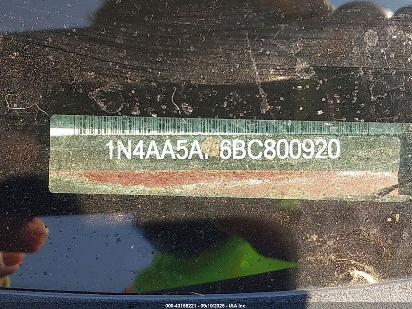 2011 Nissan Maxima S/Sv VIN: 1N4AA5AP6BC800920 Lot: 43158221