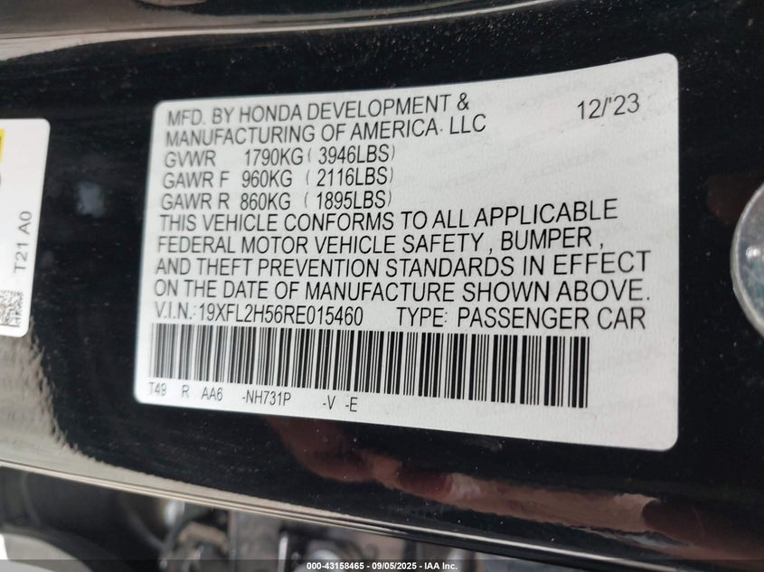 2024 HONDA CIVIC LX - 19XFL2H56RE015460