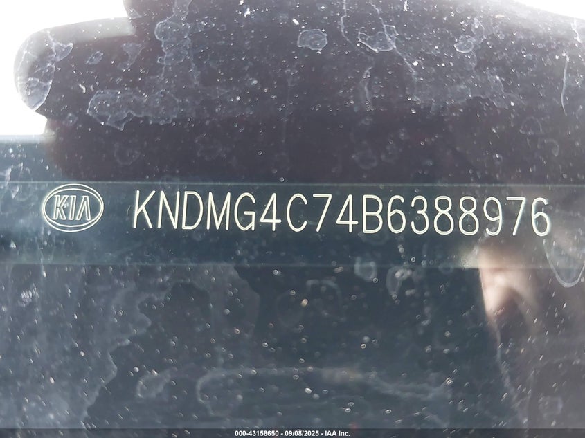 2011 Kia Sedona Lx VIN: KNDMG4C74B6388976 Lot: 43158650