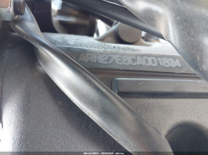 2012 Yamaha Fz8 N VIN: JYARN27E8CA001834 Lot: 43159931