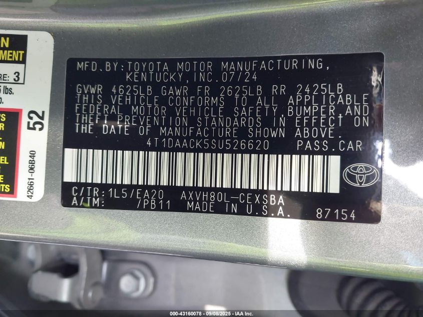 2025 Toyota Camry - 4T1DAACK5SU526620