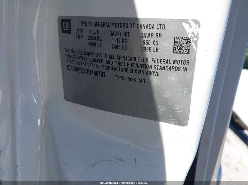 2014 Chevrolet Impala Limited Ls VIN: 2G1WA5E37E1148187 Lot: 43160684