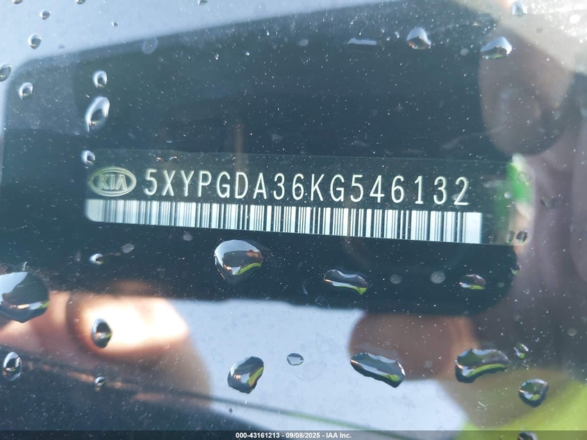 2019 Kia Sorento 2.4L Lx VIN: 5XYPGDA36KG546132 Lot: 43161213