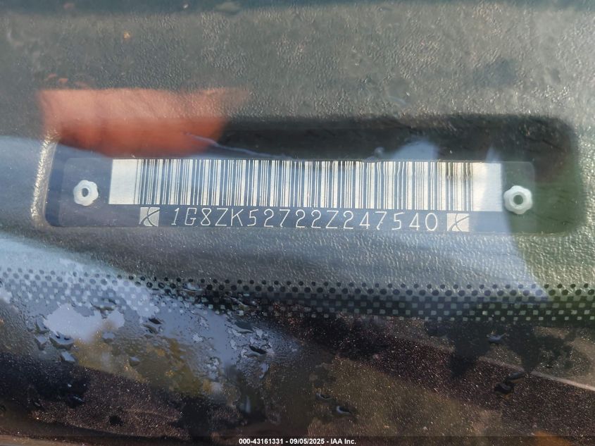 2002 Saturn S-Series Sl2 VIN: 1G8ZK52722Z247540 Lot: 43161331