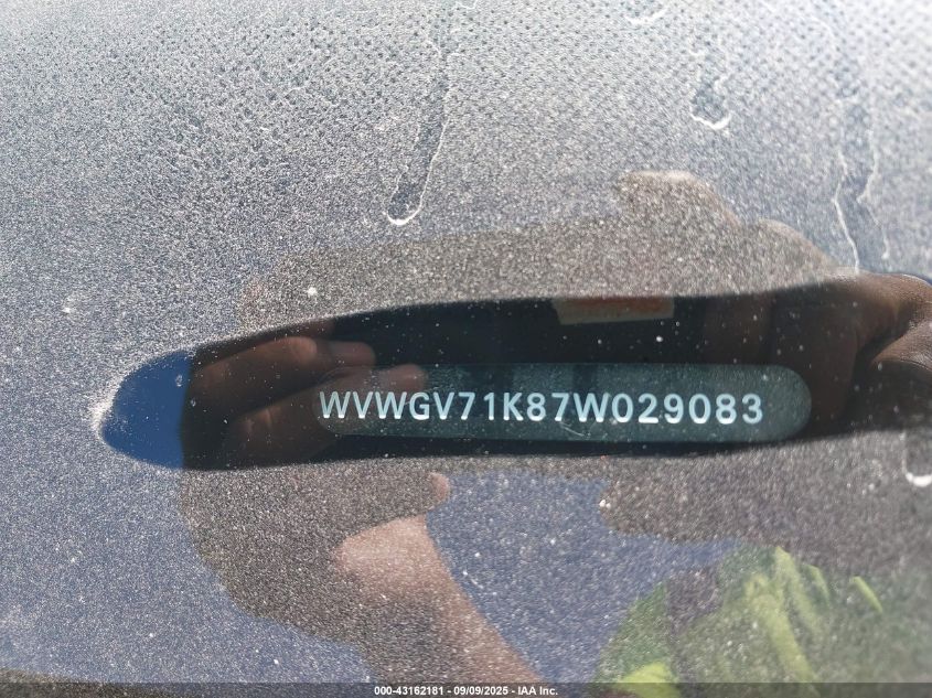 2007 Volkswagen Gti 4-Door VIN: WVWGV71K87W029083 Lot: 43162181
