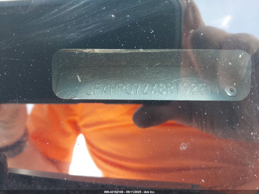 2008 Ford Fusion Se VIN: 3FAHP07ZX8R192211 Lot: 43162188