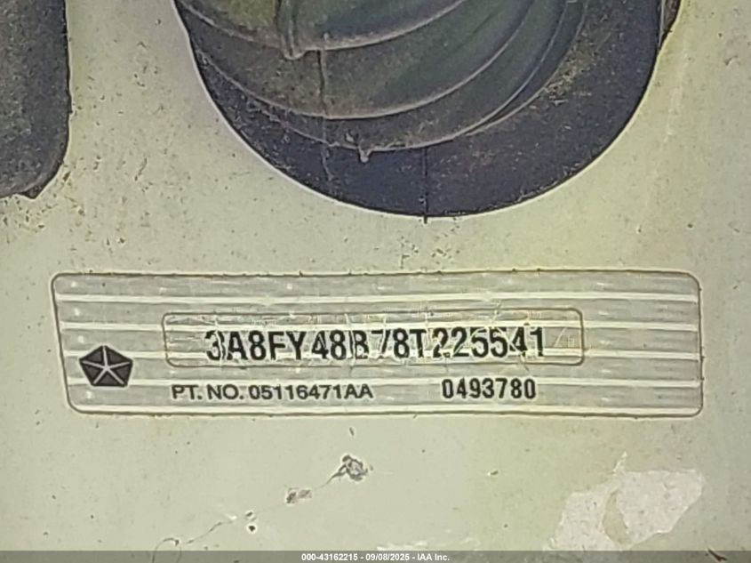 2008 Chrysler Pt Cruiser Lx VIN: 3A8FY48B78T225541 Lot: 43162215