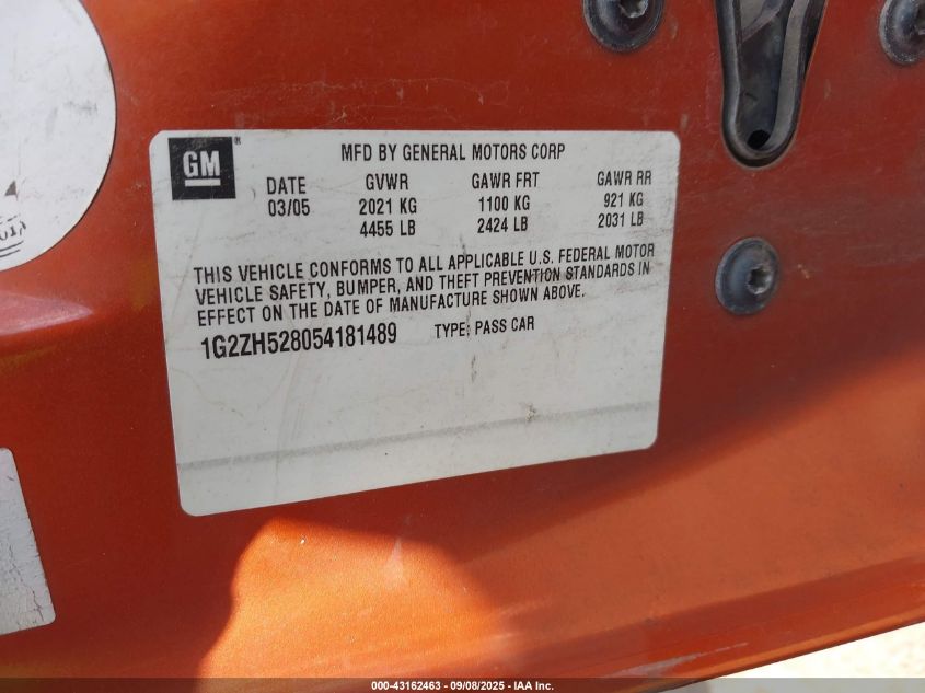 2005 Pontiac G6 Gt VIN: 1G2ZH528054181489 Lot: 43162463