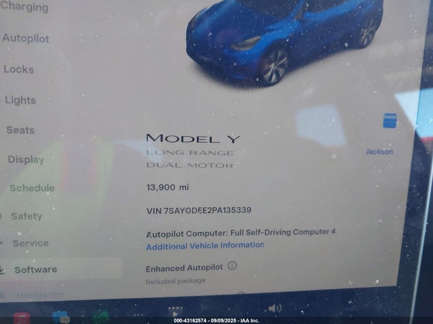 2023 Tesla Model Y VIN: 7SAYGDEE2PA135339 Lot: 43162574