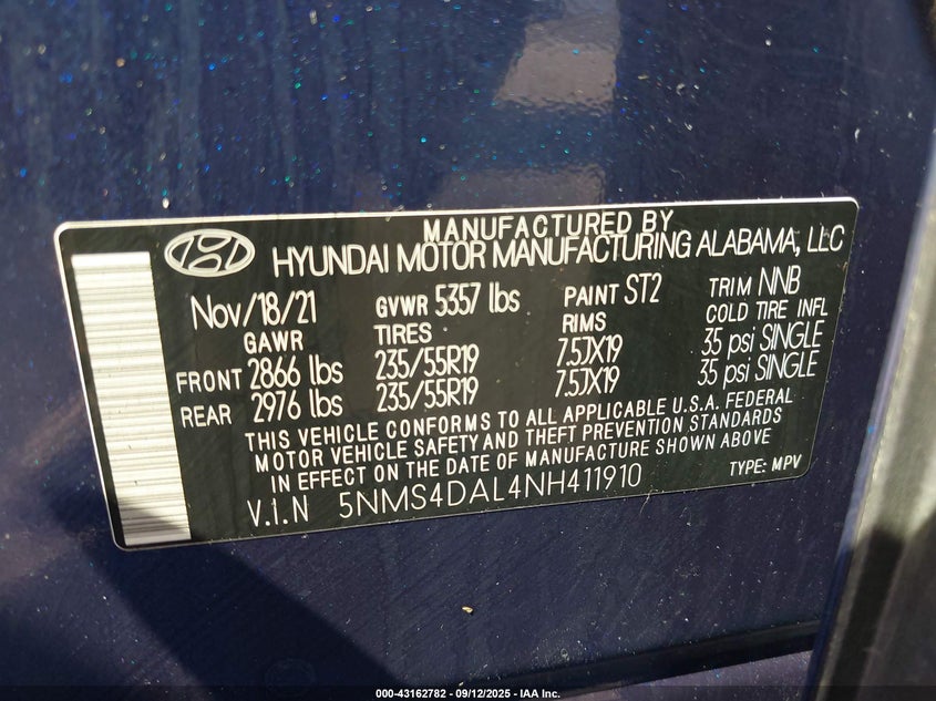 2022 HYUNDAI SANTA FE LIMITED - 5NMS4DAL4NH411910