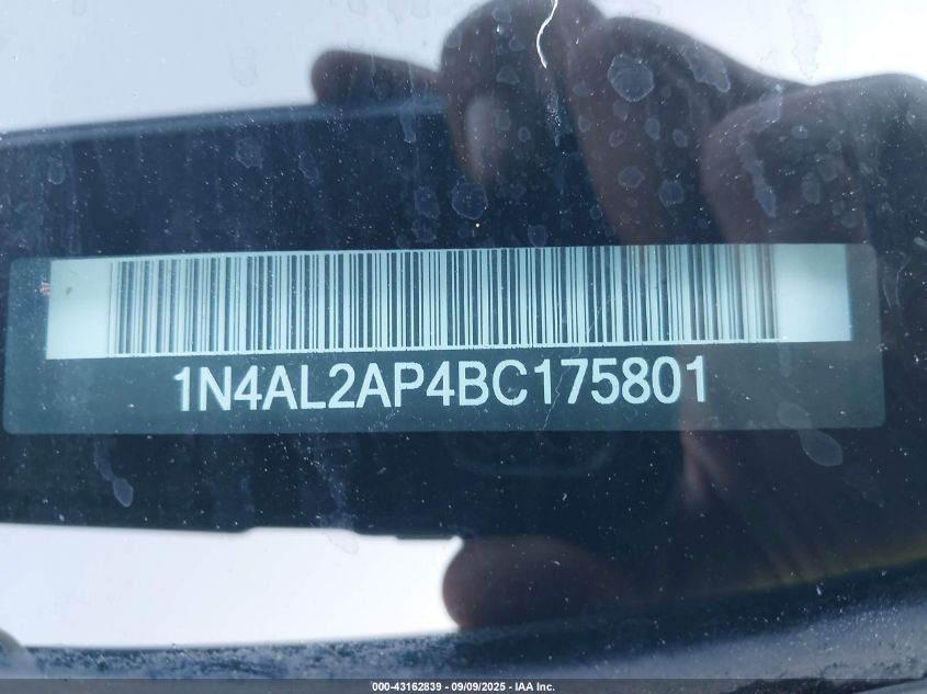 2011 Nissan Altima S VIN: 1N4AL2AP4BC175801 Lot: 43162839